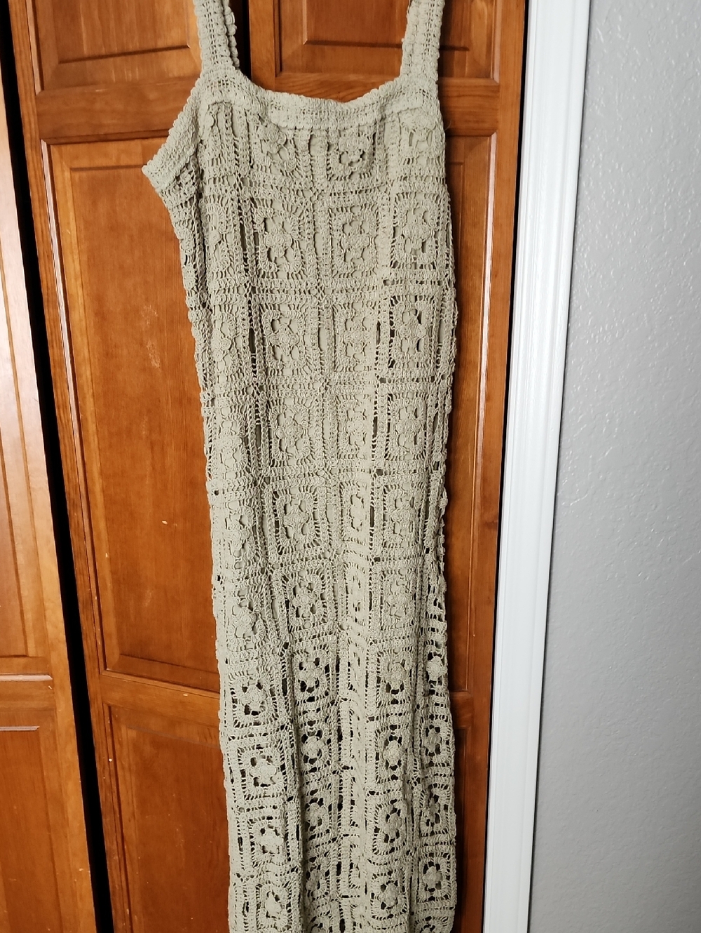 In Bloom Crochet Maxi Skirt — Olive Openwork Knit